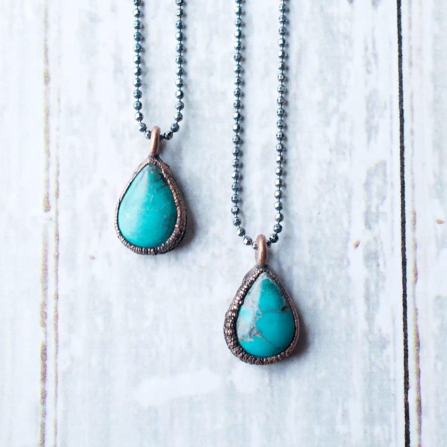 Sterling Silver Turquoise Teardrop Necklace