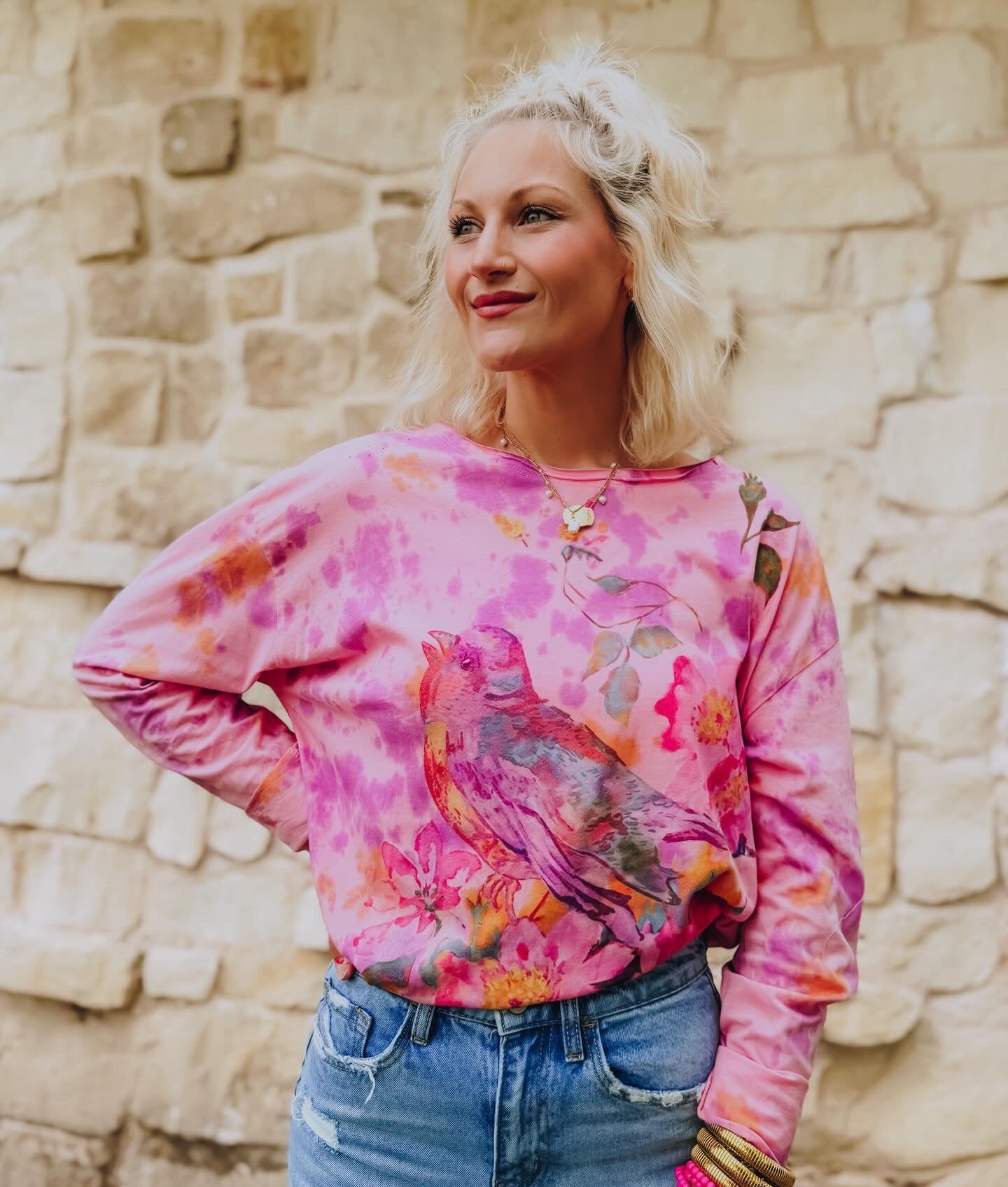 Painted Songbird Long Sleeve Top