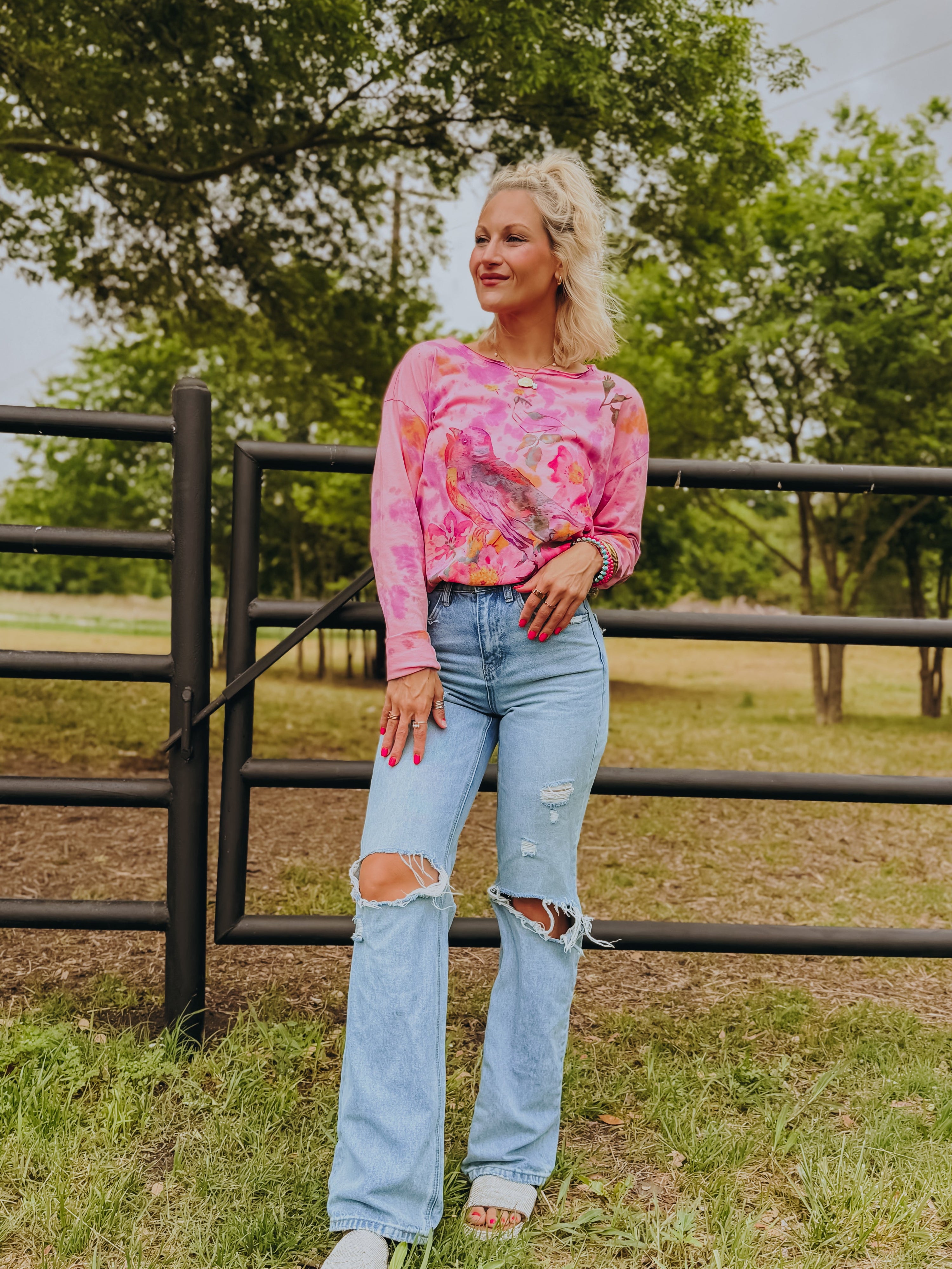 Painted Songbird Long Sleeve Top