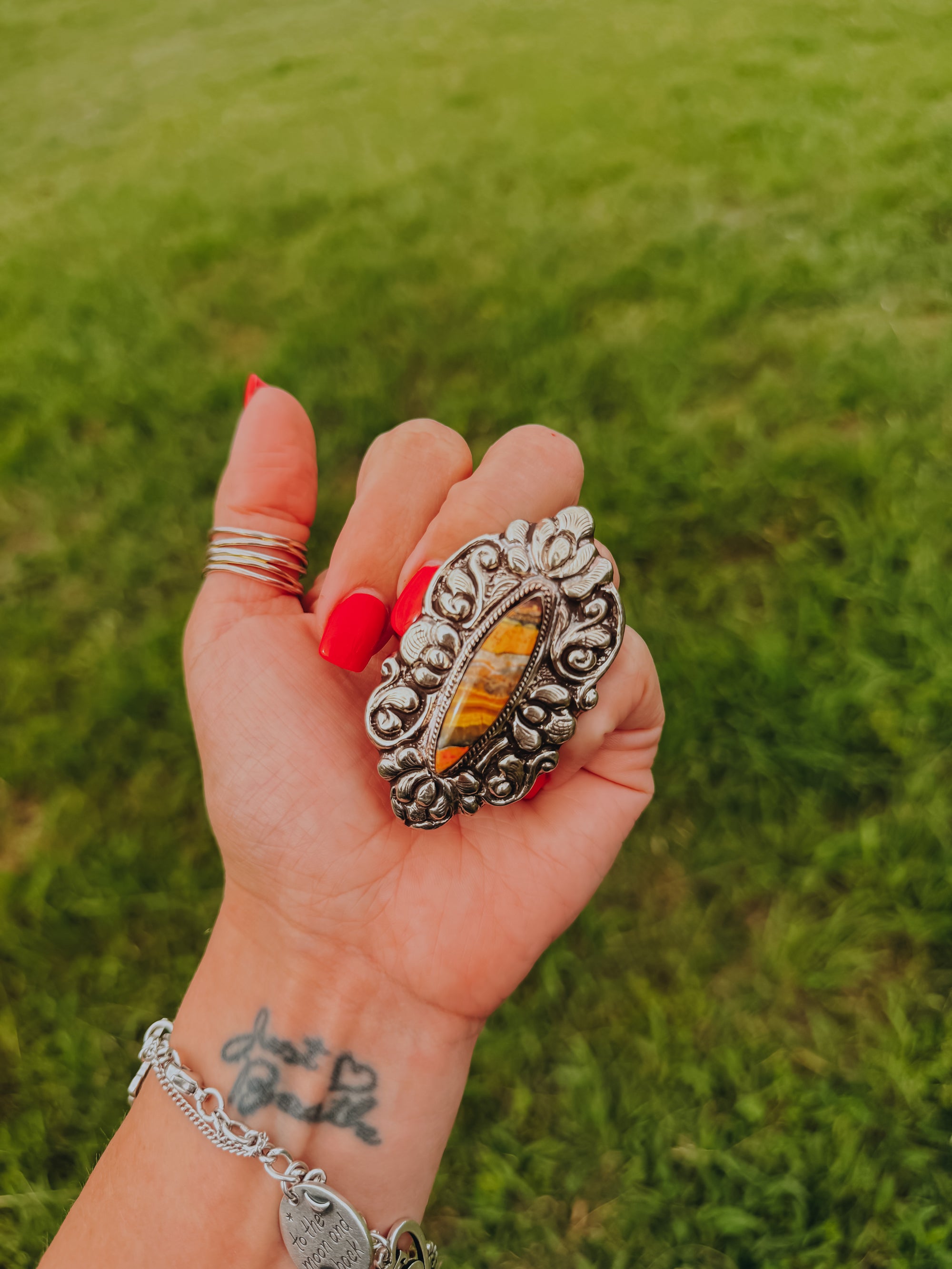 Bumble Bee Jasper Statement Ring