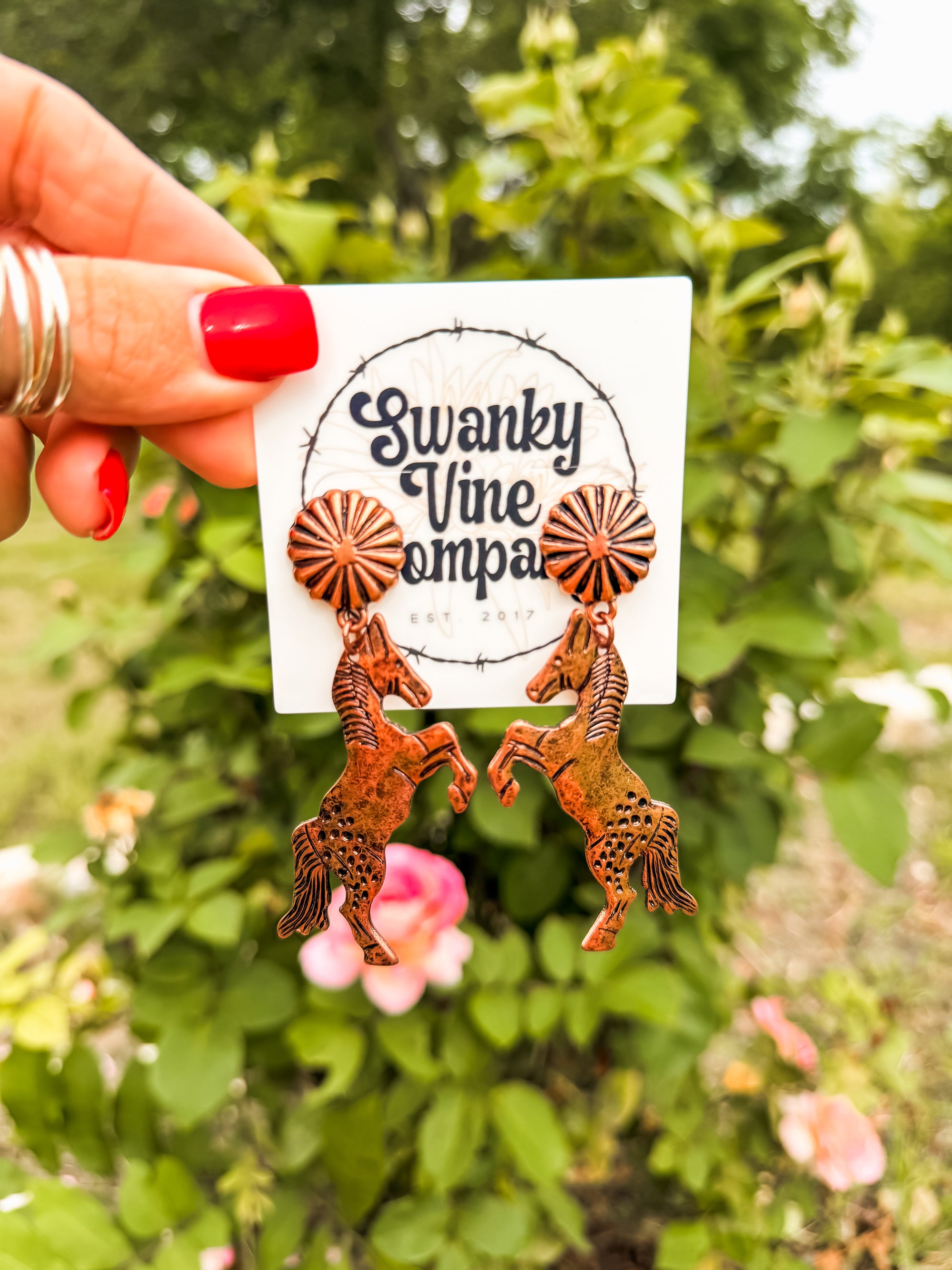 Copper Horse Earrings