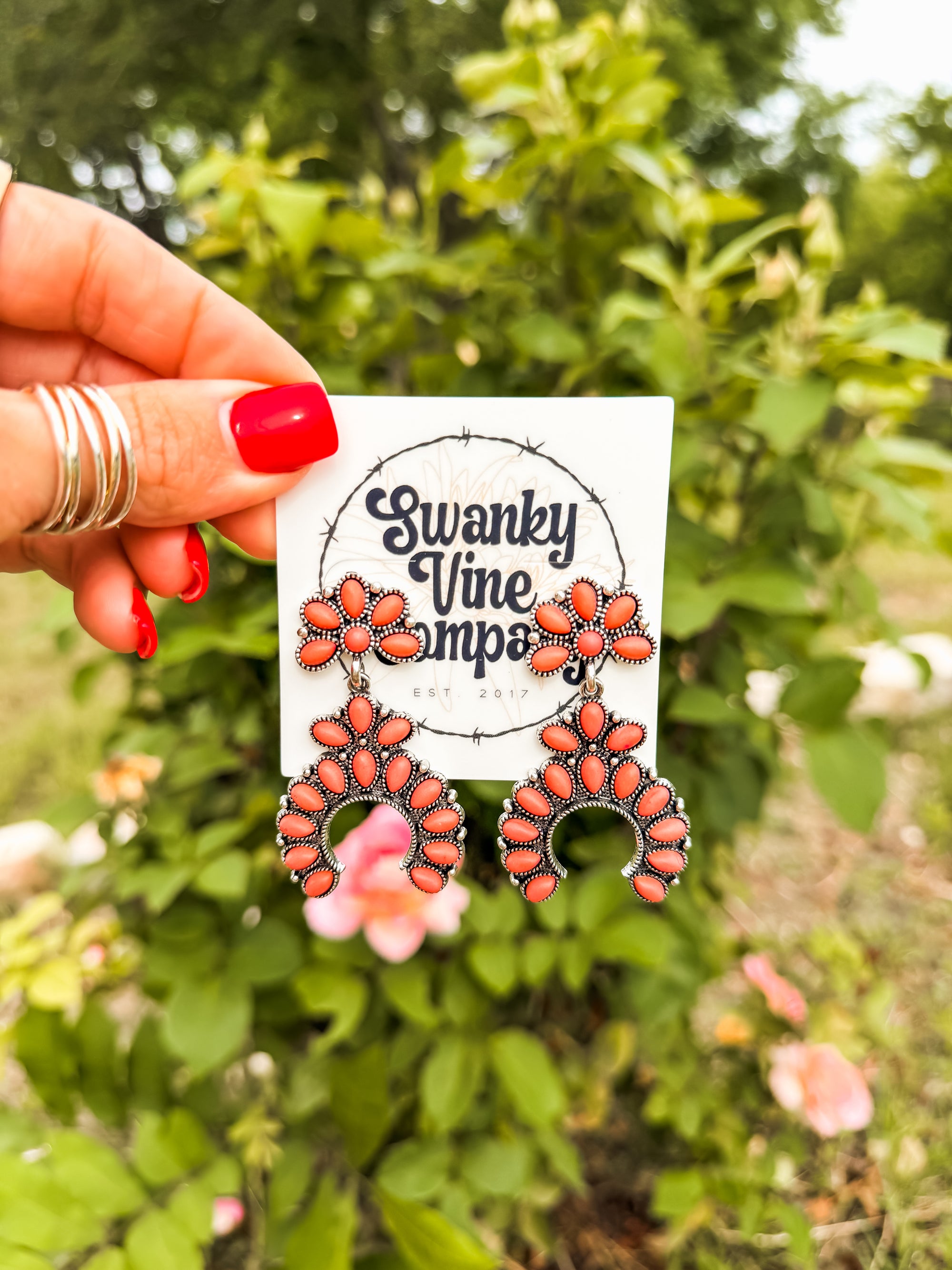 Coral Floral Earrings